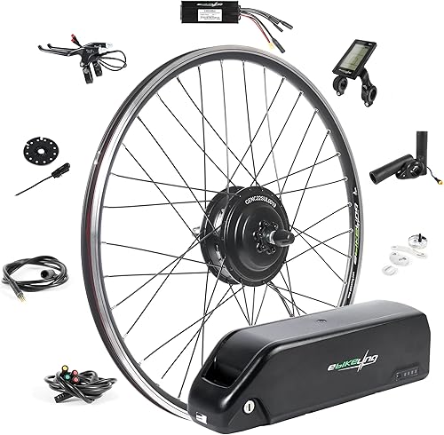 EBIKELING Kit de conversión de bicicleta eléctrica impermeable con batería de accionamiento directo 700C rueda delantera o trasera, kit de