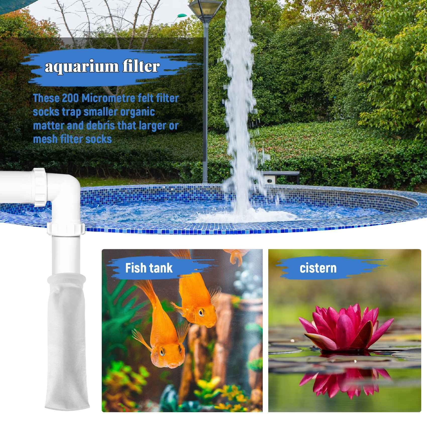 Marine Color Filtersocken 4 Zoll X 16 Zoll – 200 Mikrometer Filzbeutel Für Eshopps & Aqueon Aquariumfilter, 4 Stück