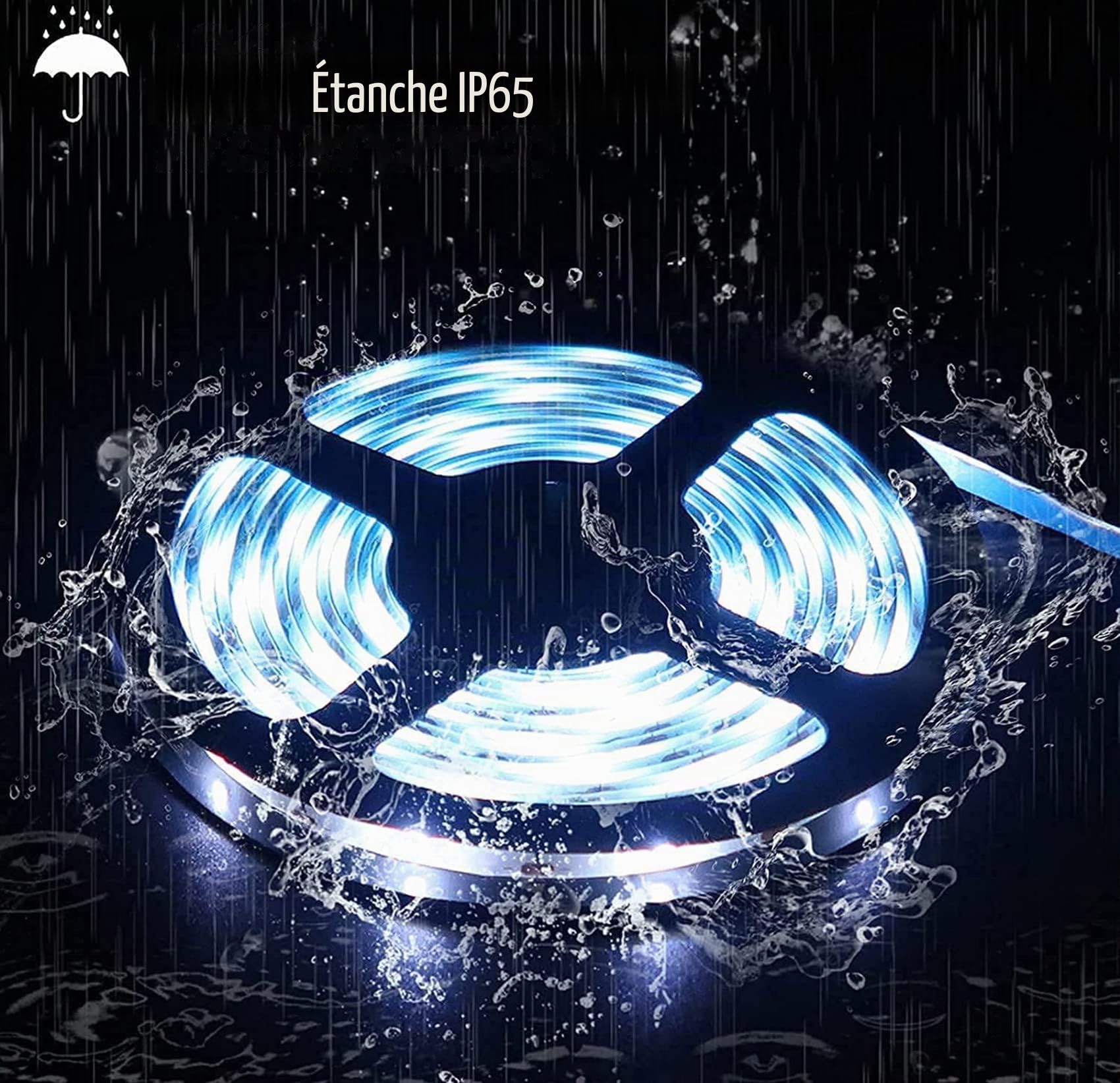Ruban LED Solaires Exterieur 10M 240LED Étanche Bandes LED Solaires Découpable 8 Modes Strip Light avec Télécommande pour Jardin Terrasse Noël Mariage Fête (Blanc)