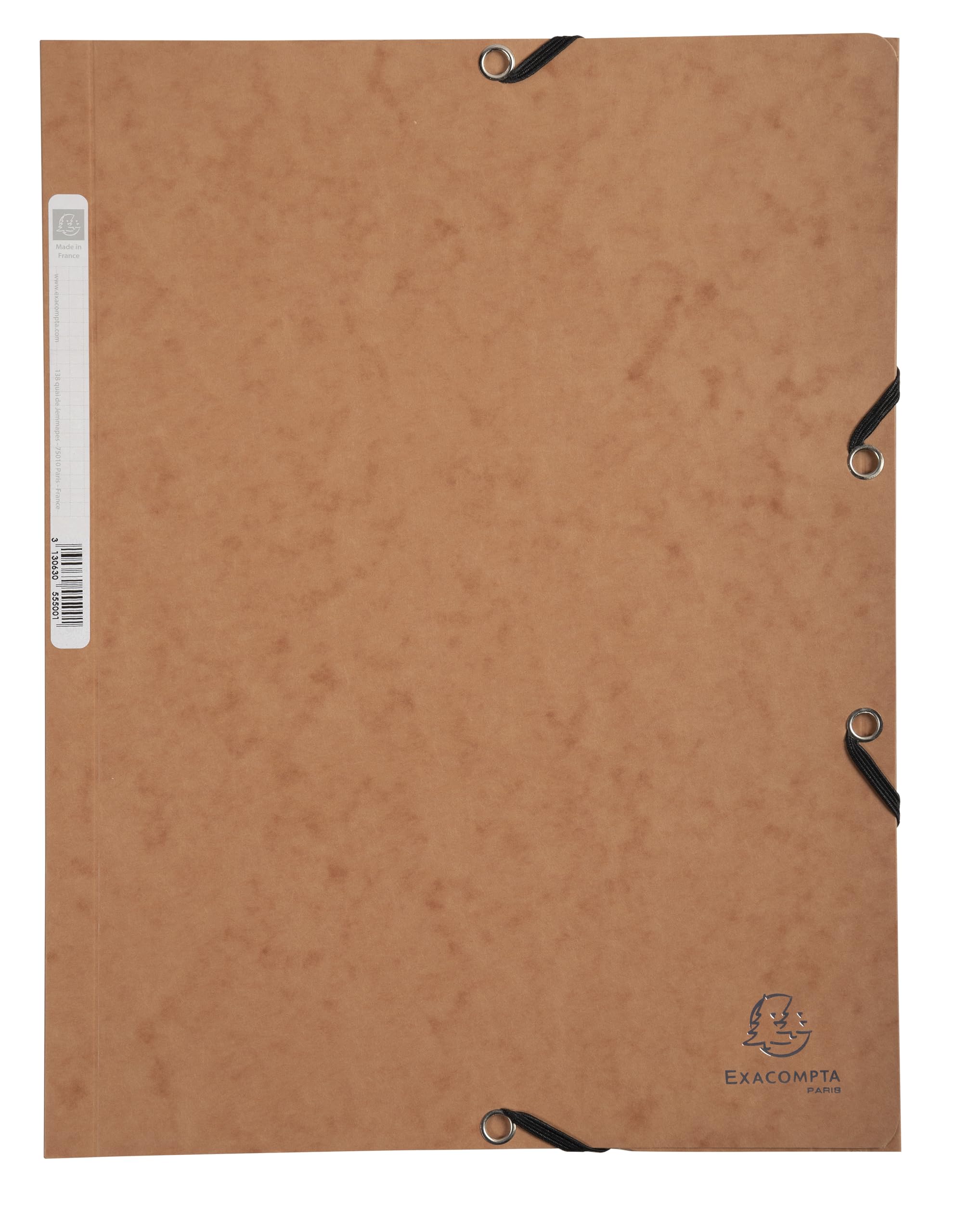 Exacompta - Ref 55524E - Europa Elasticated 3 Flap Folders (Pack of 25) - 24 x 32cm, Suitable for A4 Documents, 400gsm Genuine Premium Pressboard - Havana
