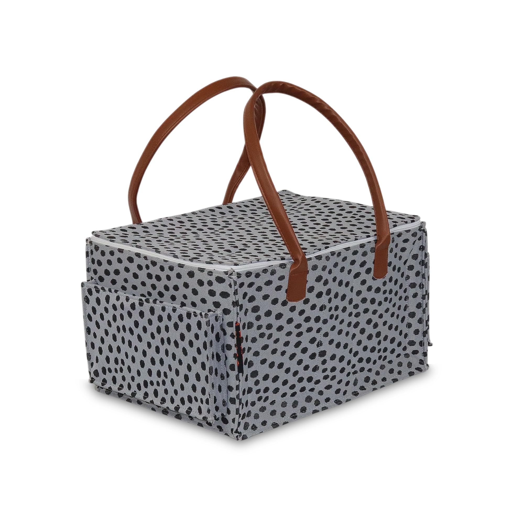 HIPPO Cute Diaper Caddy Bag with Lid Protection X-LARGE Size for Smart Mothers Baby Diaper Caddy Organizers, Nursery, Portable (GREY-SPOT)-image-27
