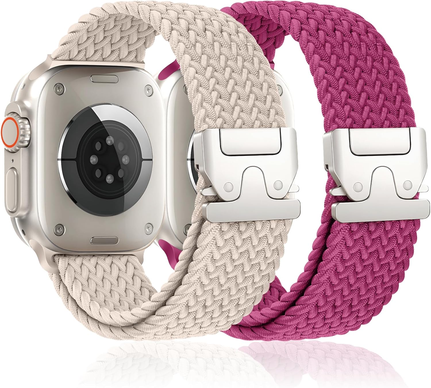 Braided Stretchy Bands for Apple Watch Ultra 3/2 Band 49mm 46mm 45mm 44mm 42mm Men Women,Parachute Buckle Woven Nylon Wristband Sport Solo Loop Strap for iWatch Ultra Series 11 10 9 8 7 6 5 4 3 SE3/2