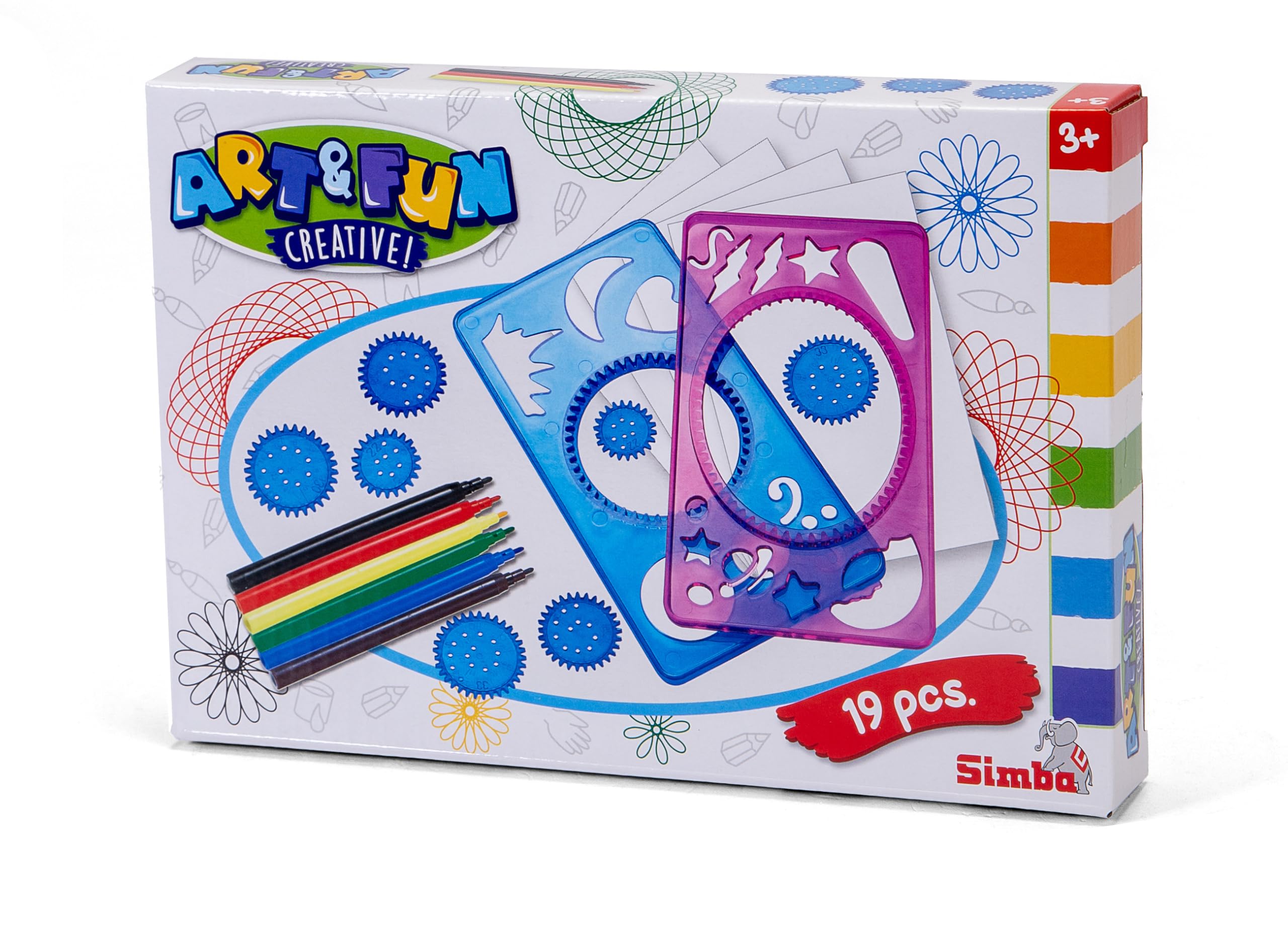 Simba Art and Fun zestaw szablonów malarskich, 2 szablony, 7 kółek do szablonów, 4 x papier, 6 markerów, od 3 lat