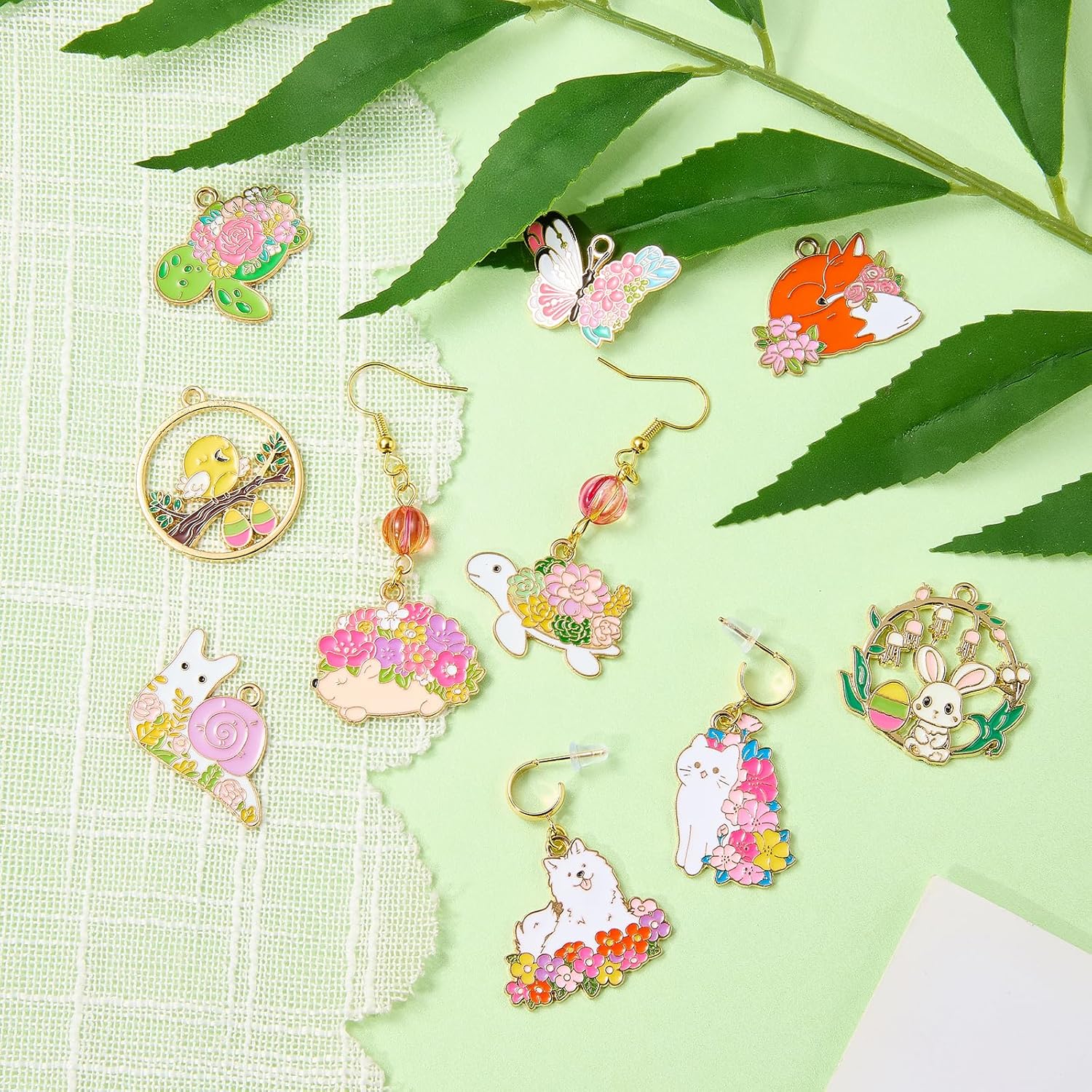 20 Pcs 10 Style Metal Animal Flower Charms for Jewelry Making Bulk Cute Assorted Enamel Charms Pendants for Keychain Earrings Necklaces Bracelets DIY Supplies - Image 5