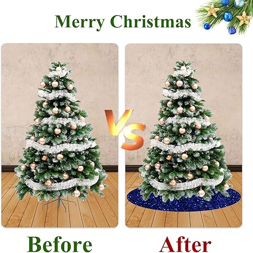 Miniatura 41 de Falda de árbol de Navidad, falda de árbol de lentejuelas rosadas, falda de árbol de terciopelo de 36 pulgadas de diámetro, faldas redondas de árbol