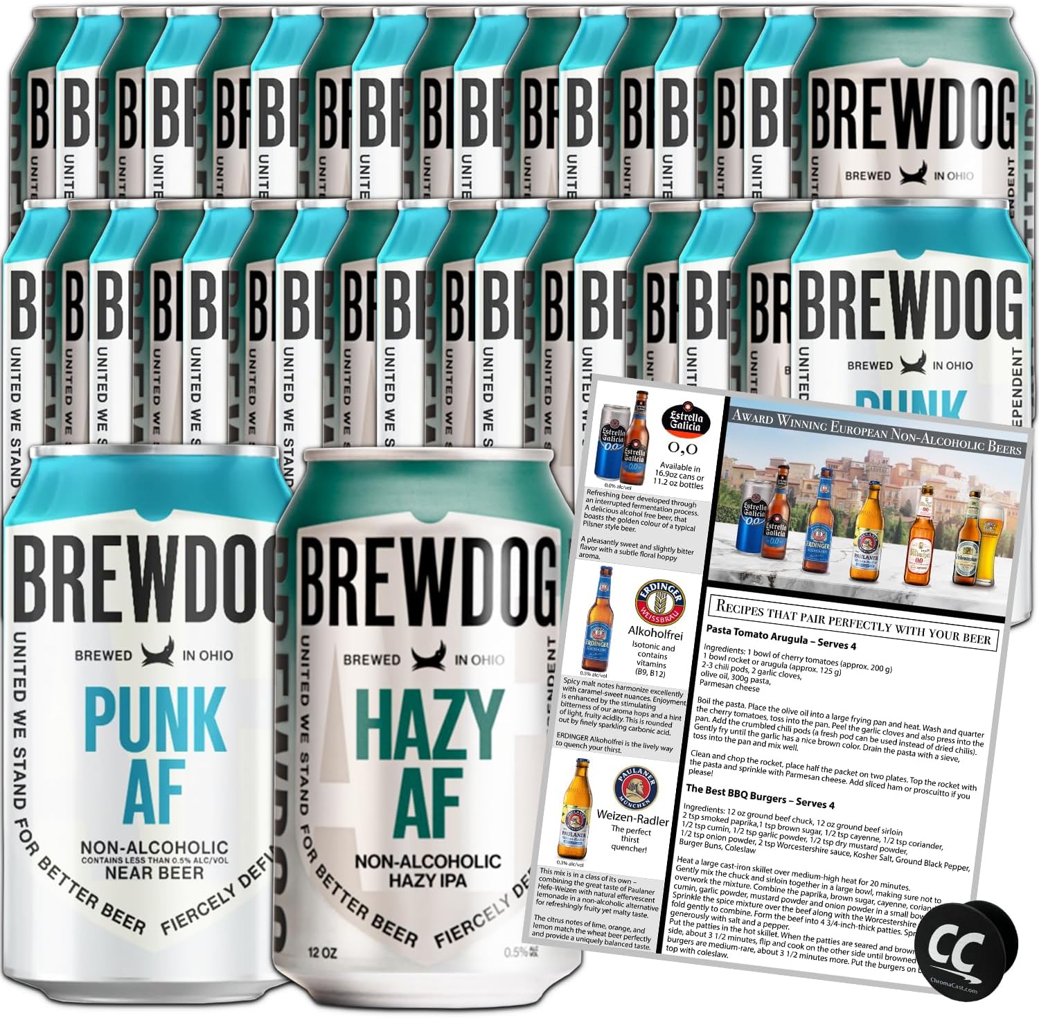 BrewDog 36 IPA Mixed Pack, Non-Alcoholic Pack | Includes Hazy, & Punk | 12oz Cans