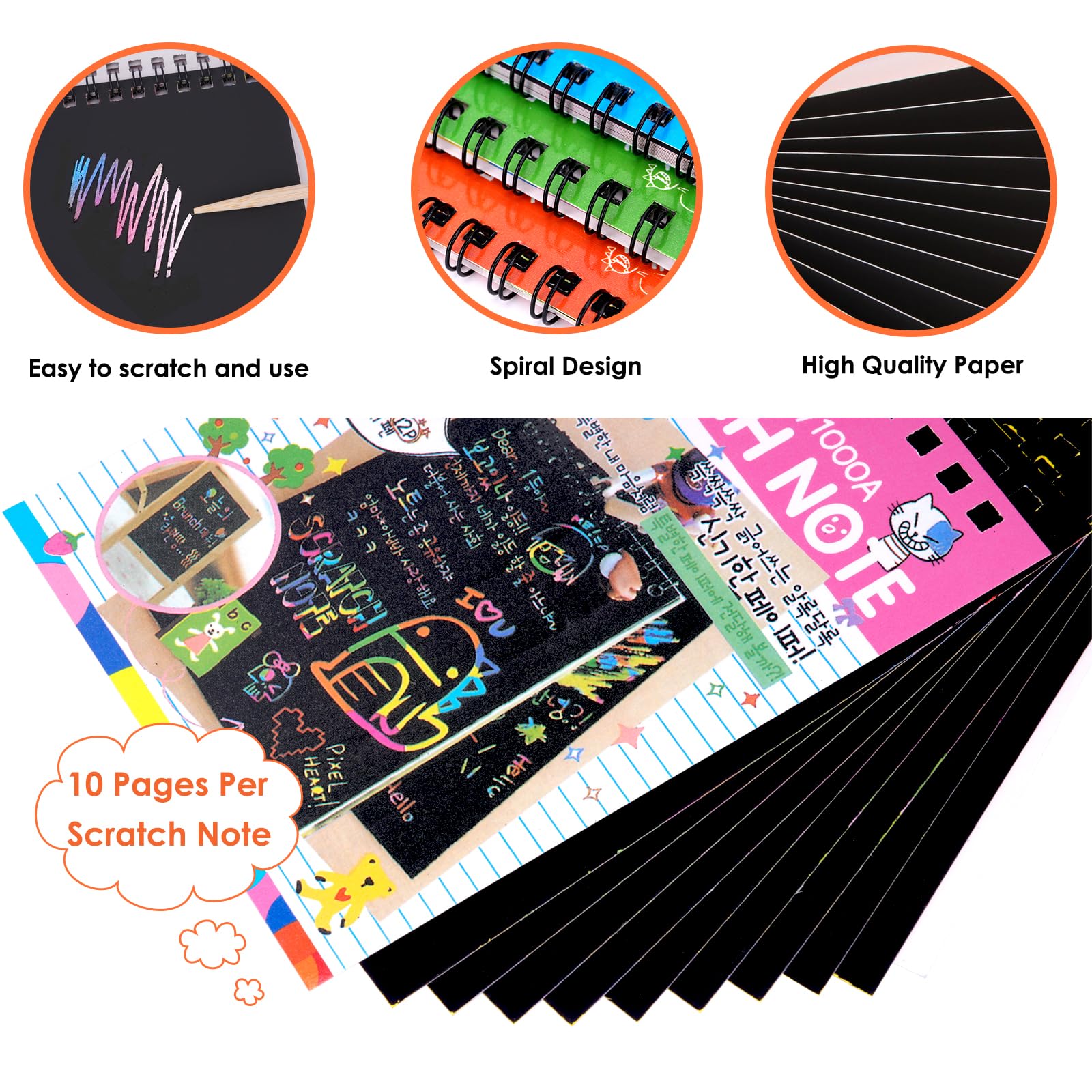 Paquete de 20 cuadernos para rascar, cuadernos artísticos de papel para rascar arcoíris, blocs de notas para rascar con lápiz capacitivo de madera, cuaderno de arte para niños, regalos de fiesta de