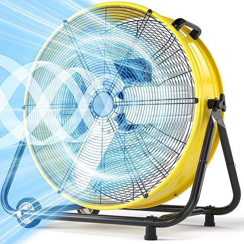 Miniatura 13 de LifePlus Ventilador de tambor industrial de 30 pulgadas, 14000 CFM 550W, ventilador de aire de alta velocidad de 3 velocidades, ventilador de metal
