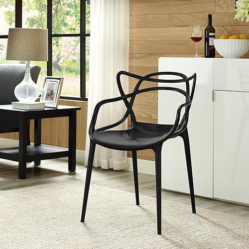 Miniatura 2 de Modway Enredado Moderno Moldeado Plástico Silla de Cocina y Comedor en Negro - Totalmente Montada Negro -,Verde,Blanco,Rojo -