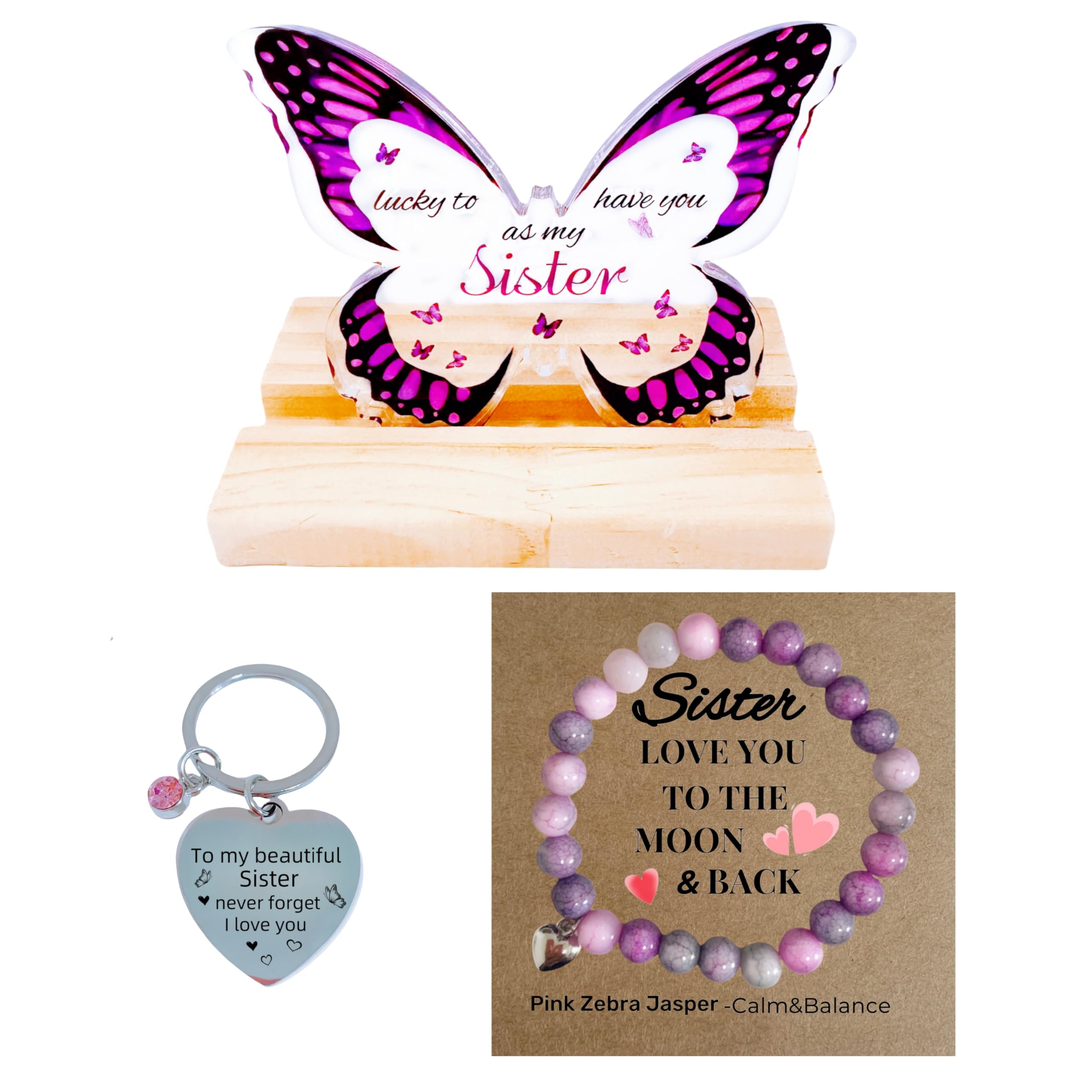 Woshidefa Purple Sister Thoughtful Birthday Gifts For Sister, Meaningful Gift Set With Butterfly Decor (Purple)