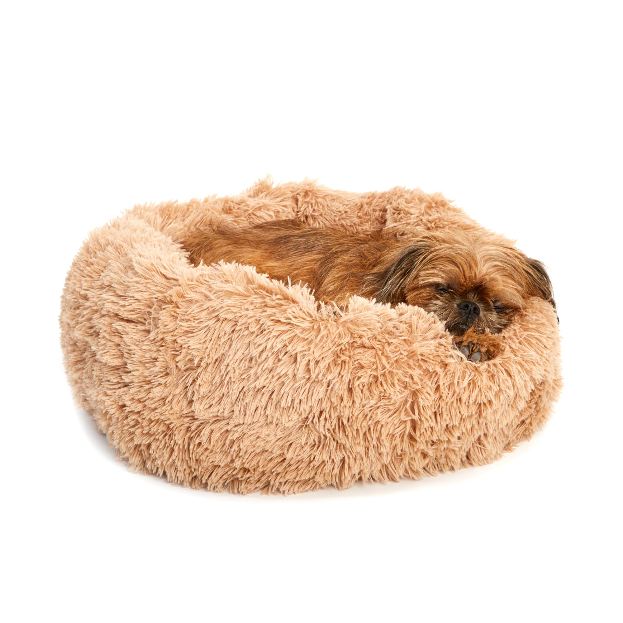 Barkbox Dog Bed, 2-in-1 Memory Foam Donut Cuddler Dog and Cat Bed, Calming Orthopedic Joint Relief Fur Crate Lounger for Pets, Machine Washable + Removable Cover, Waterproof Lining, Includes Toy