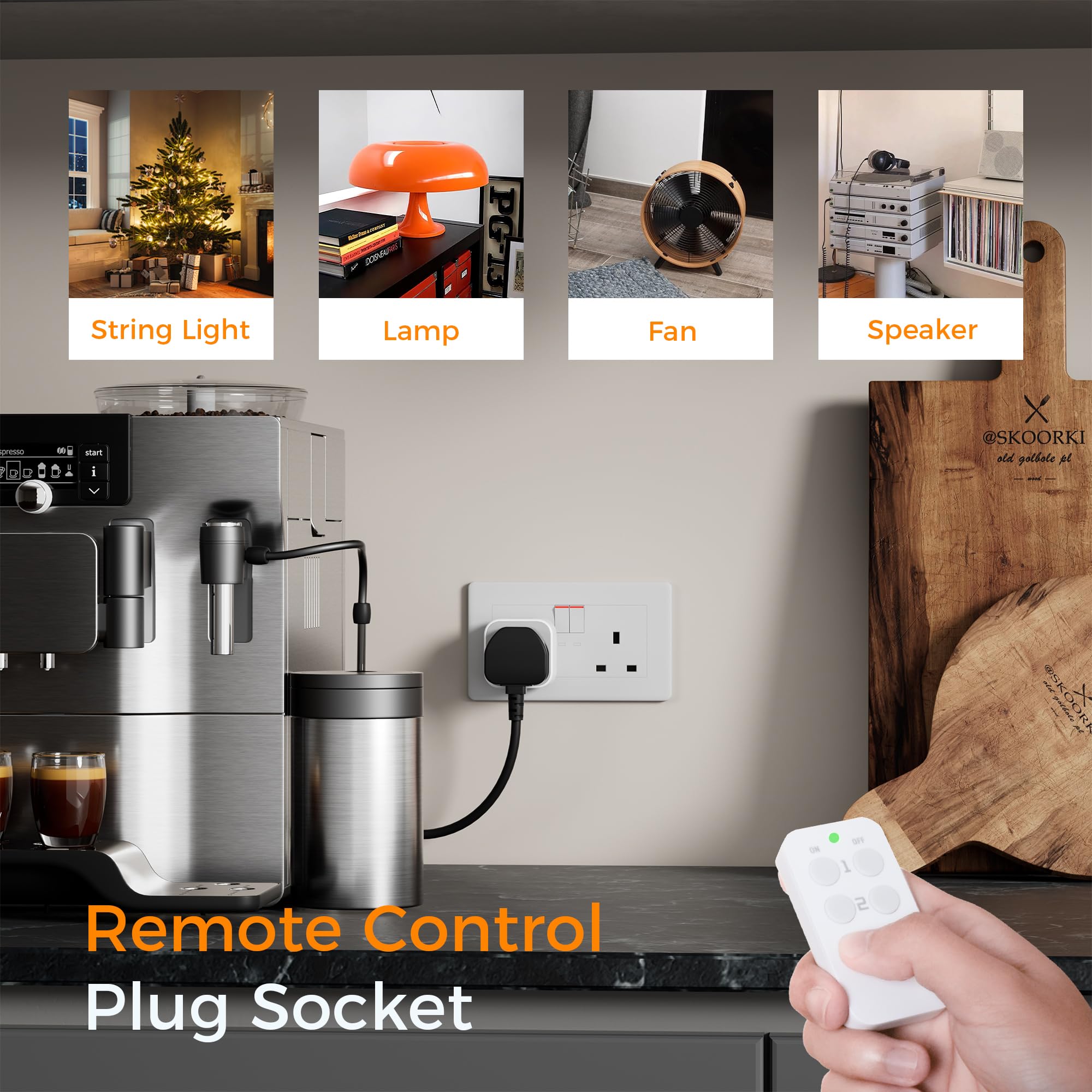 Remote Control Plug Socket UK, TESSAN Remote Control Socket, Remote ...