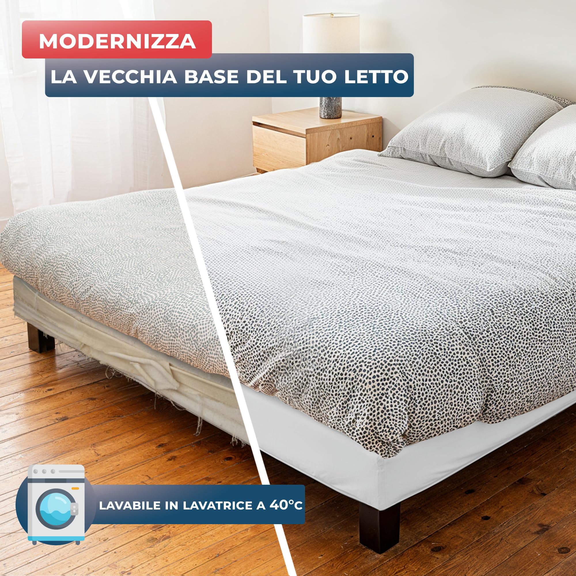Wrappybag Vestiletto King size 180 x 200 cm - Rinnova e Modernizza il tuo Vecchio Giroletto – Copertura Giroletto Bianco– 6 Misure Disponibili