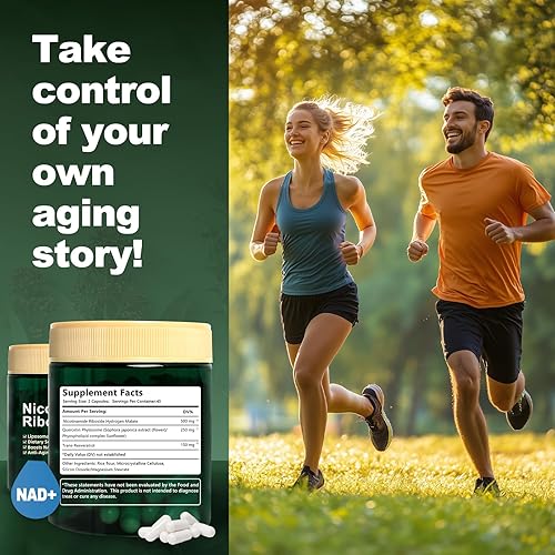 Miniatura 5 de Suplemento liposomal NAD+, ribósido de nicotinamida con resveratrol 900 mg para mujeres y hombres, suplemento de refuerzo de NAD de alta pureza para