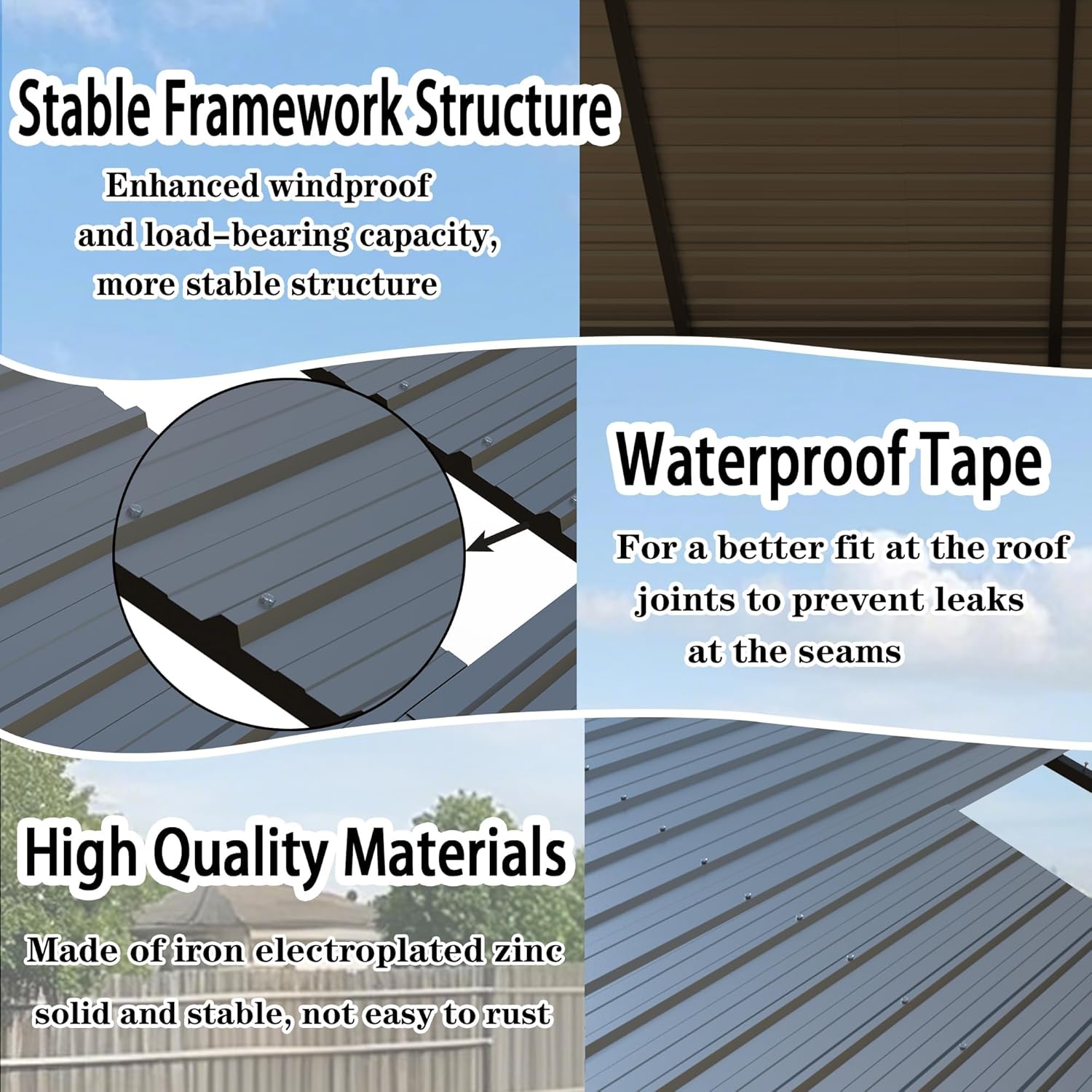 Heavy Duty Metal Carport 10x20 ft Galvanized Steel Carport Shelter for Car Extra Large Canopy for Dual Vehicle, RV Boat Storage All Weather Protection Garage Party Tent (10x20 FT)