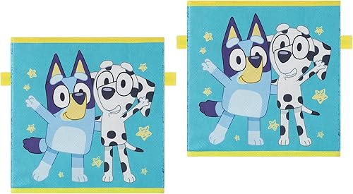 Idea Nuova Bluey - Juego de dos espaciosos cubos de almacenamiento plegables, 10 x 10 x 10 pulgadas