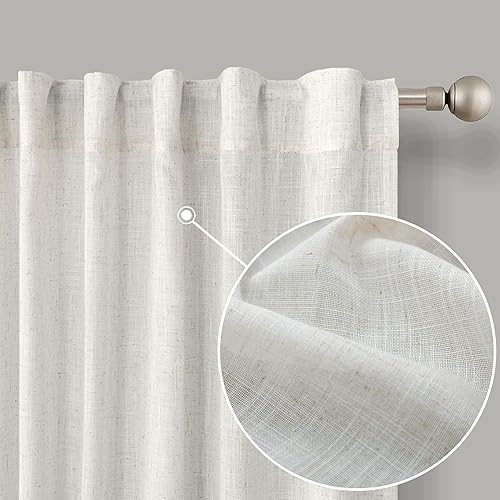 Miniatura 7 de KOUFALL Cortinas de 90 pulgadas de largo para sala de estar, lino transparente, filtrantes de luz, cortinas hechas a medida para ventanas, comedor y