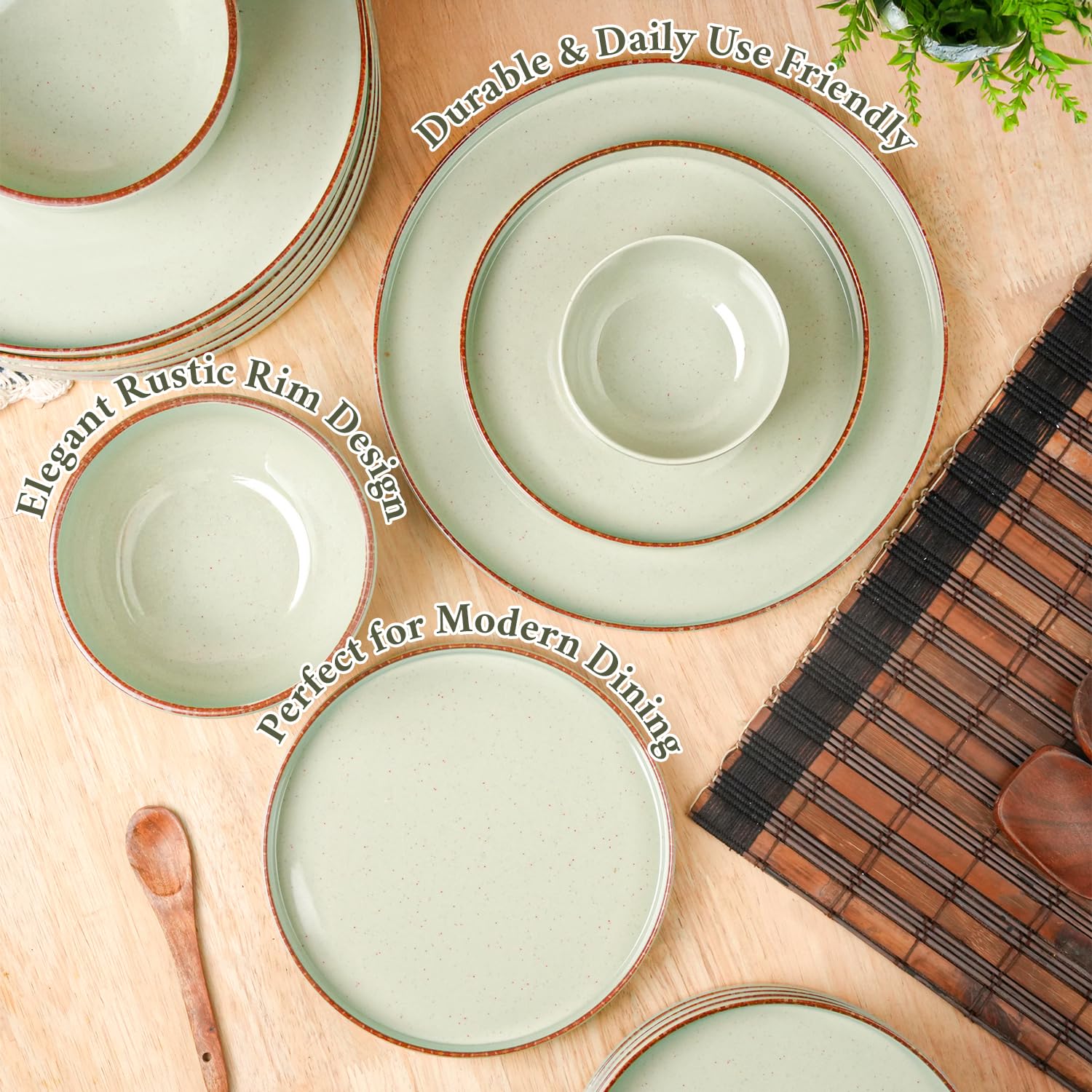 MARKET 99 Plato Dinner Set - 20 Pcs Rusty Green -9