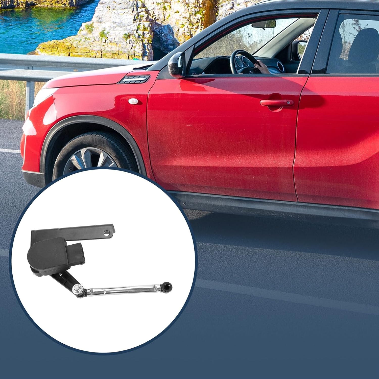 Air Suspension Ride Height Level Sensor, Front Left Height Level Sensor No.56029595AC for Ram 1500 2013 2014 Black, 1 Pc