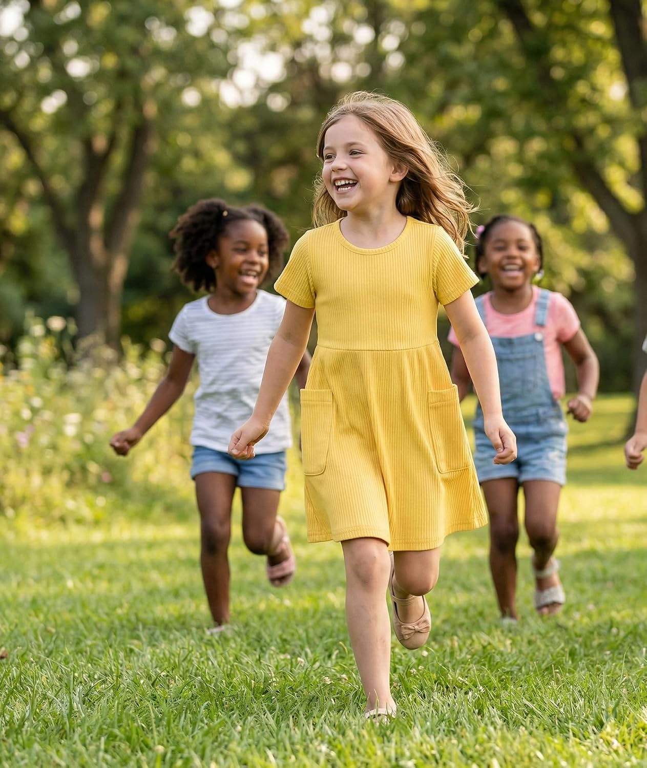 Bumeex Girl Dresses Cotton Sleeve Line