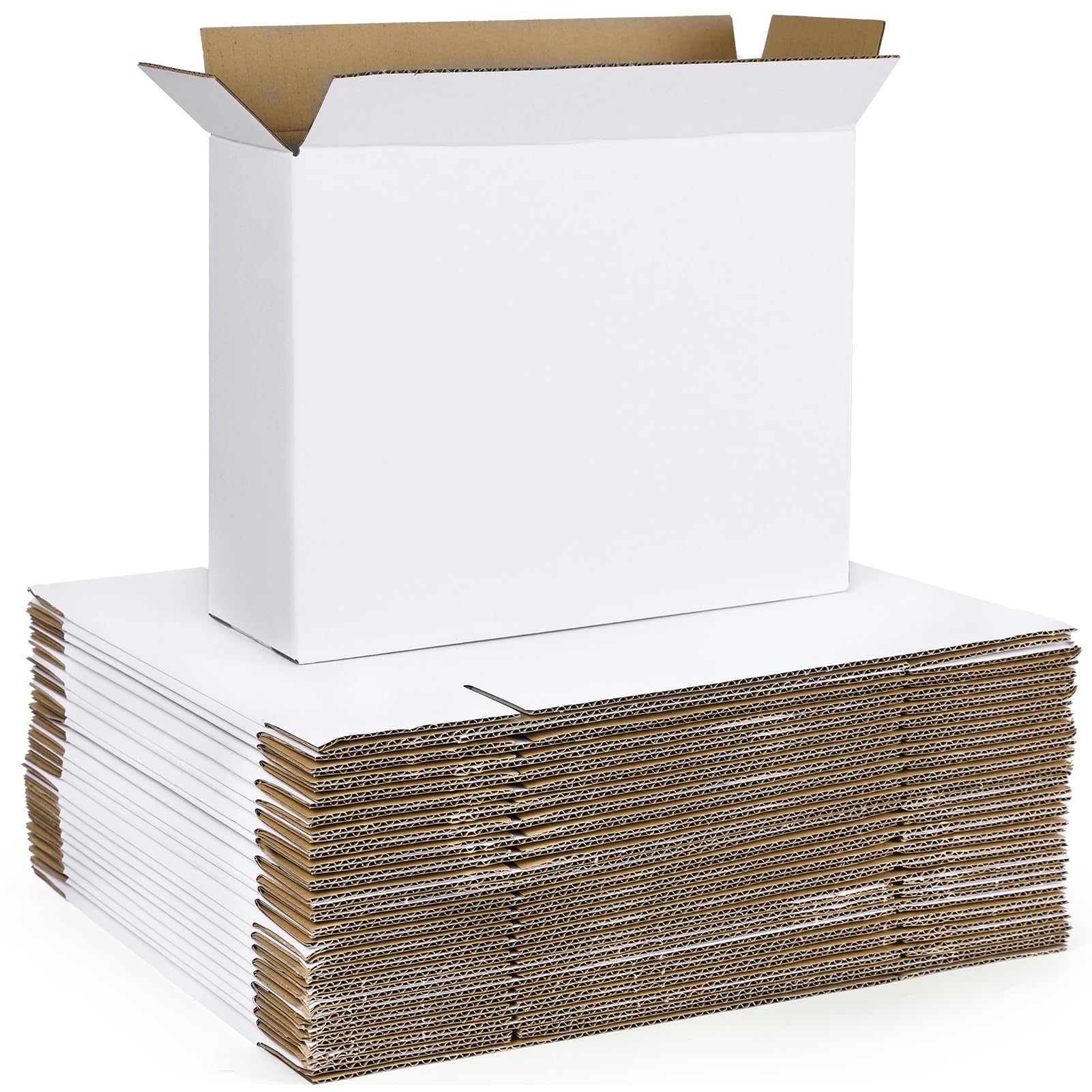 25 Pack Shipping Boxes 12x9x4 for Small Business, White Corrugated Cardboard Mailer Box for Mailing DIY