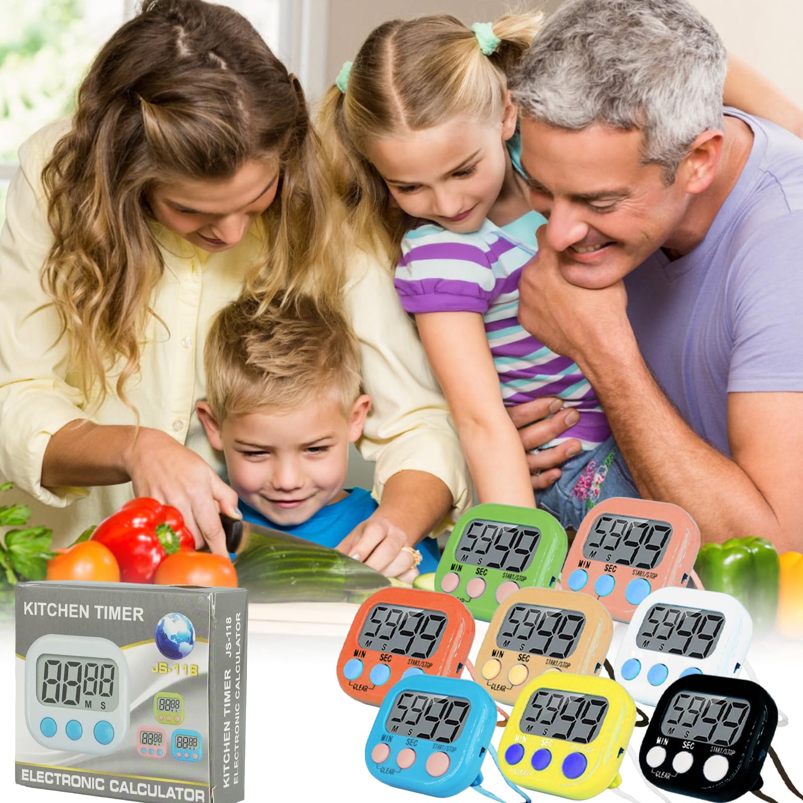 32 piccoli timer digitali da cucina con cifre grandi, timer magnetico, conto alla rovescia, cronometro, allarme forte, batteria non inclusa, per giochi sportivi, ufficio, cottura (8 colori)