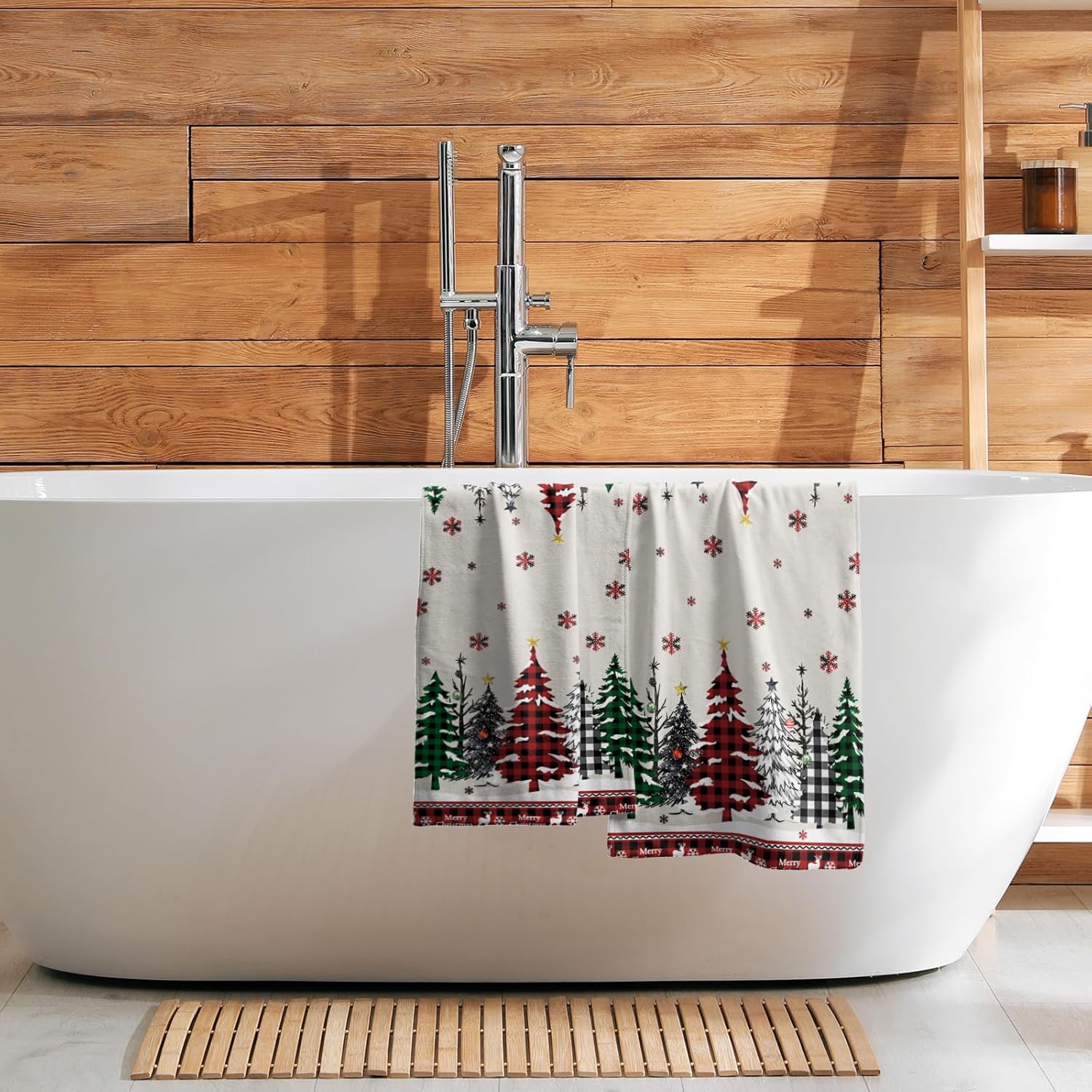 Merry Christmas Hand Towel 28x14in Christmas Tree Hand Towel Set of 2 Merry Christmas Snowflake Fingertip Towels for Bathroom Winter Xmas Holiday Absorbent Towel for Home Hotel Spa Gym Decorations - Image 7