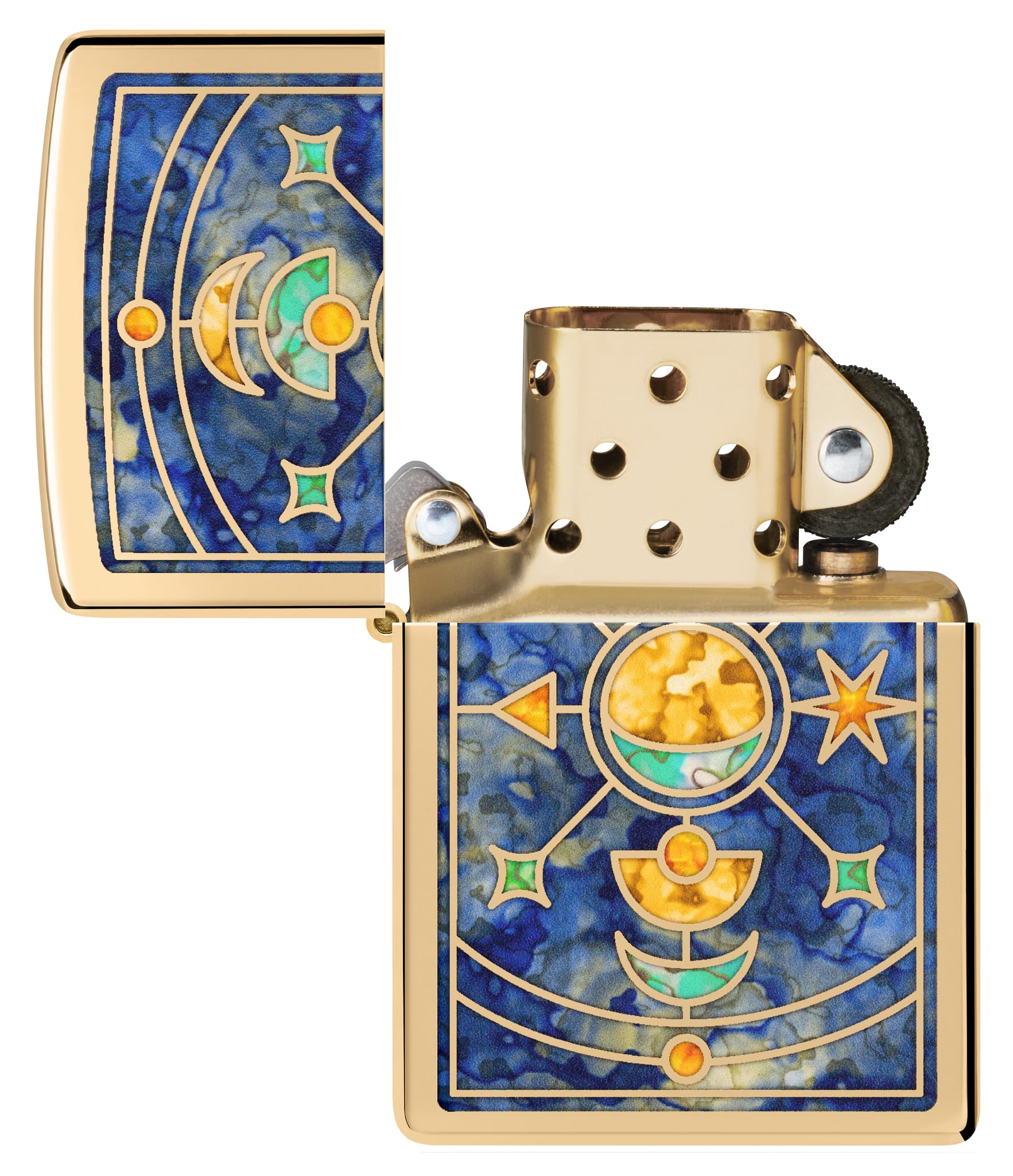 Zippo Sturmfeuerzeug - Star Constellation, High Polish Brass, Fusion - Nachfüllbar - Wiederverwendbar - Windfestes Design - Geschenkbox - Made in USA