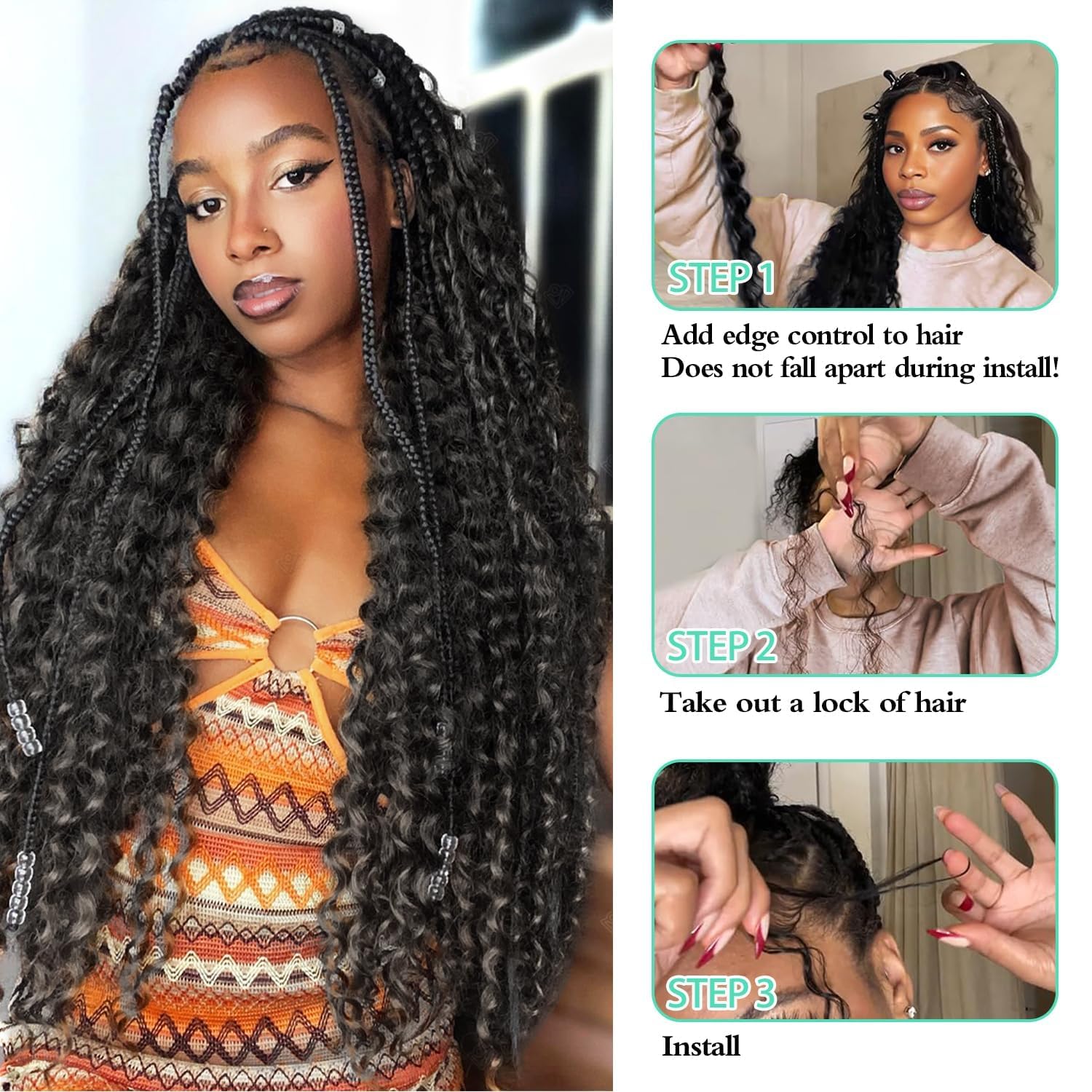 100% Virgin Human Hair Braiding Hair for Boho Braids, Bulk No-Weft