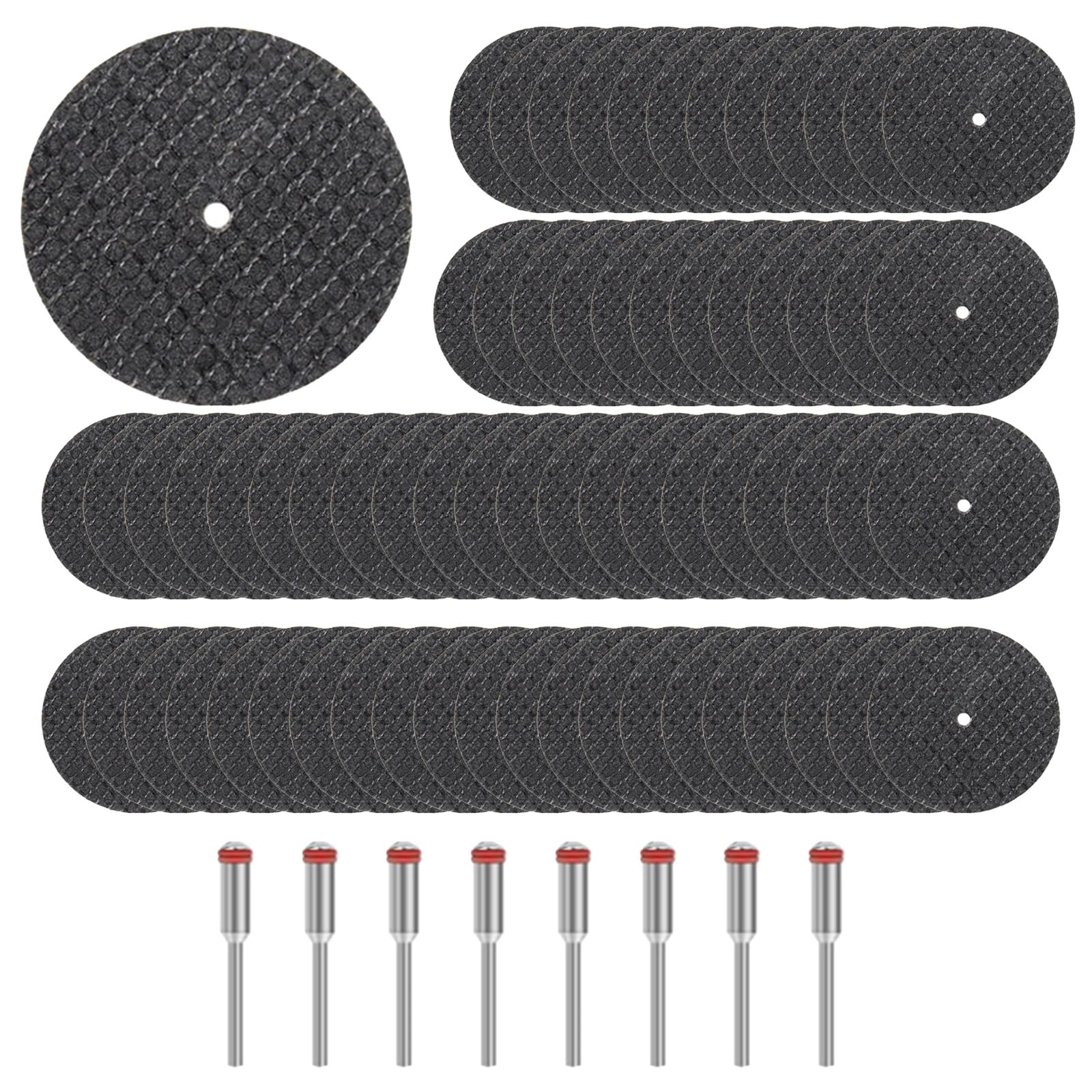 InYoHui 32mm Rotary Cutting Discs 60pcs 8 Mandrels 3mm Shank Rotary Tool