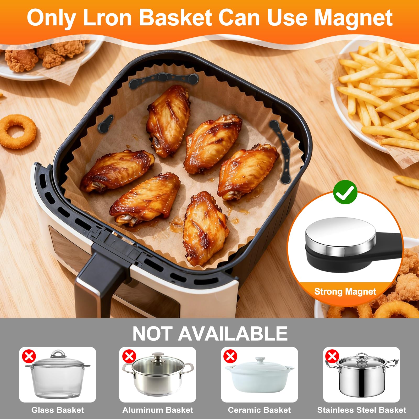 Magnesy na papier do pieczenia Airfryer, 12 sztuk, magnetyczna klamra silikonowa do frytkownicy, akcesoria do frytkownicy na gorące powietrze, akcesoria do frytkownicy (czarne – okrągłe)
