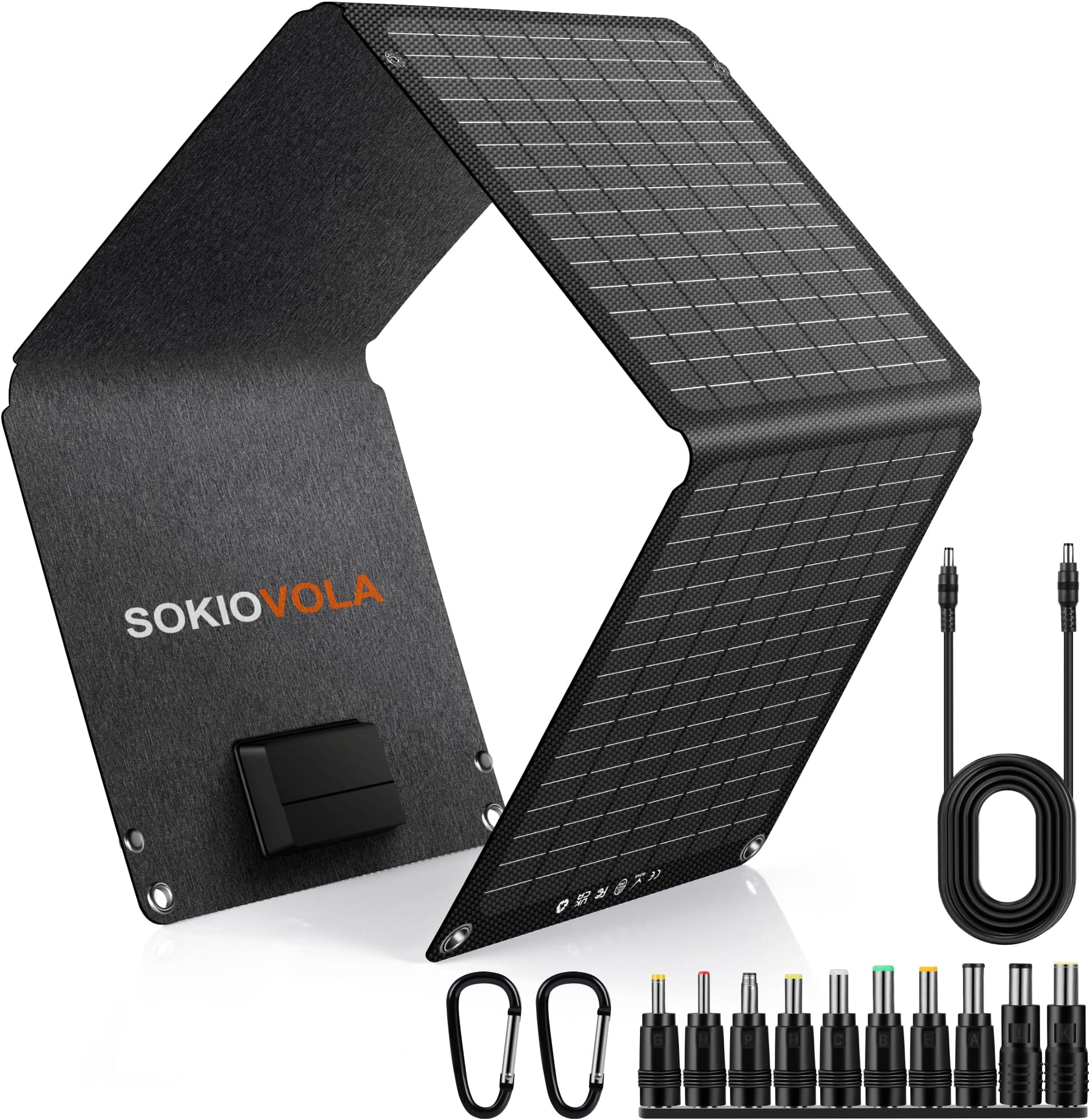 30W Portable Foldable Solar Panel Charger ，ETFE solar panel with DC、USB-C and USB-A，IP68 Waterproof, for Small Power Station、 mobile phones、 travel、 outdoor camping, etc