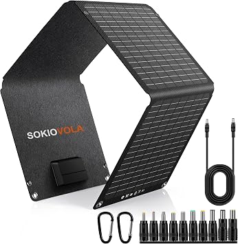 SOKIOVOLA Portable Solar Panels 30W Foldable Solar Panels Charger ETFE Solar Panel with DC USB-C and USB-A IP68 Waterproof for Small Power Station Mobile Phones RV Travel Outdoor Camping