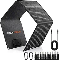 SOKIOVOLA Painel Solar Portátil 30W Carregador de Painel Solar Dobrável, Painel Solar Etfe com Dc, Usb-C e Usb-A, Ip68 À Prova D'Água, para Pequena Estação de Energia, Telefones Ce (, 30 W)