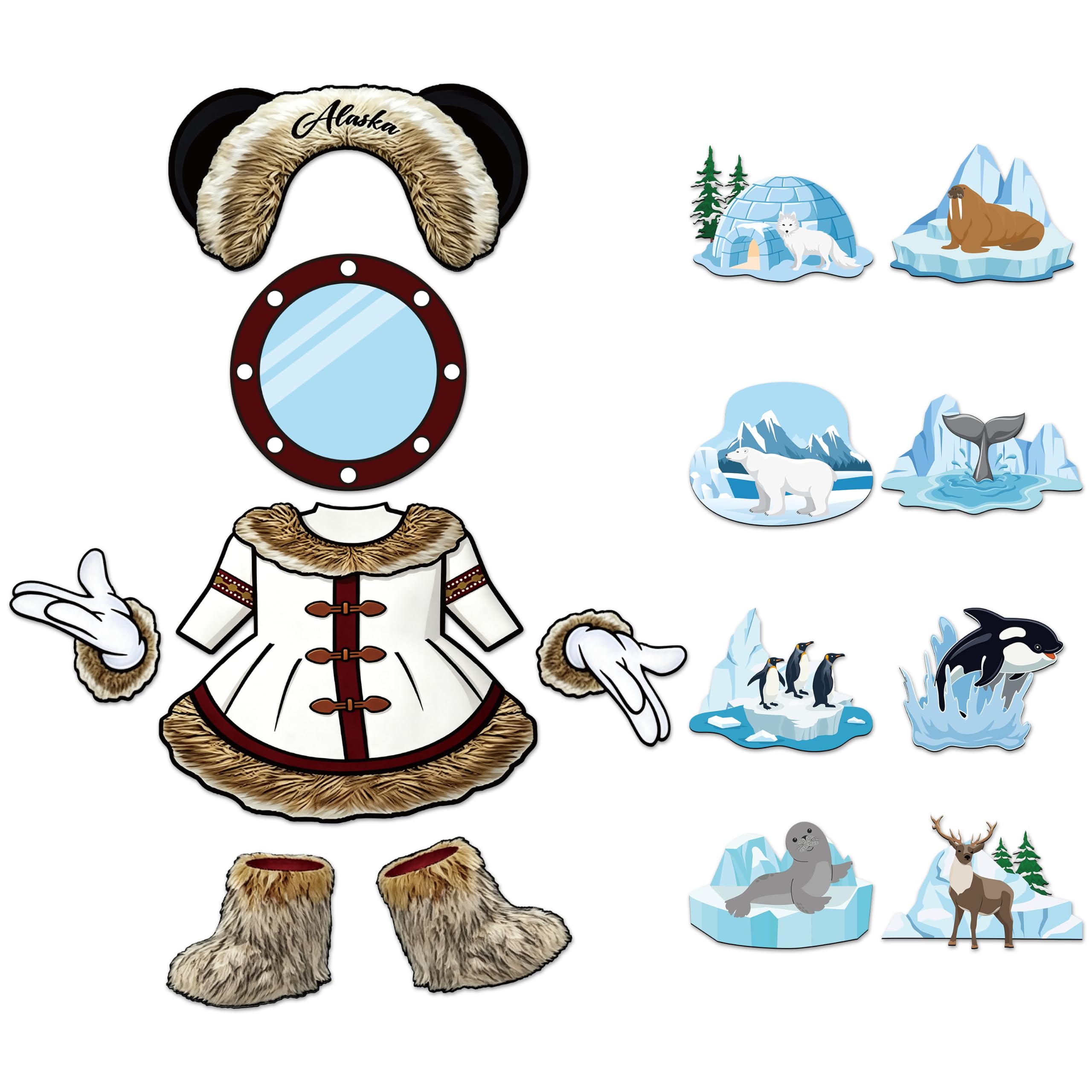 15Pcs Winter Alaska Outfit Cruise Door Magnets for Carnival Ships Cabin