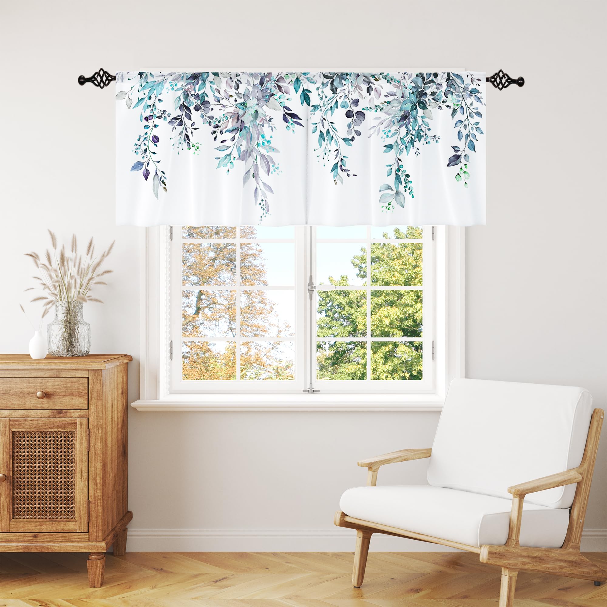 Rideau de style rustique 132x45 pour petite fenêtre de cuisine et de salle de bain