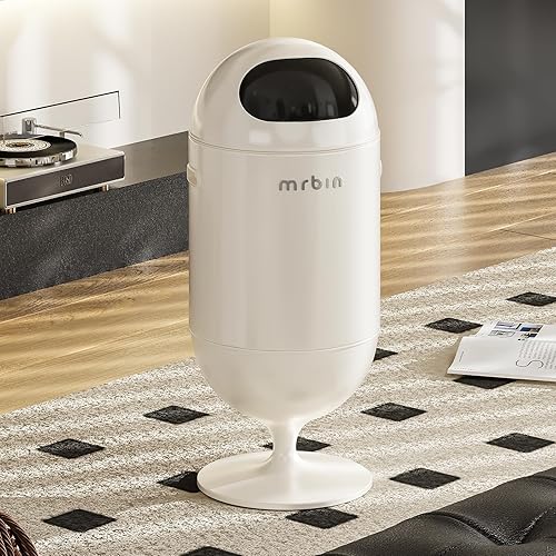 Miniatura 6 de MRBIN Bote de basura de metal con sensor de movimiento para baño con tapa, cesta de basura automática en forma de copa de vino de 5.3 galones, sin
