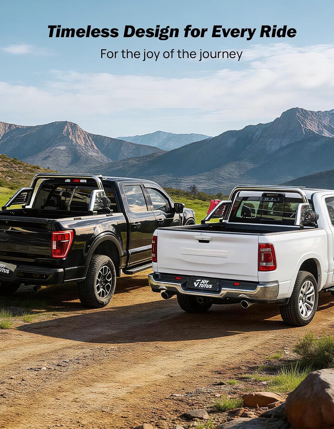 JOYTUTUS Roll Bar for Full Size Truck Stainless Steel Pickup Chase Rack Sport Bar Compatible with F150, F250, F350, Silverado, Sierra, Ram 1500 2500 3500, Tundra