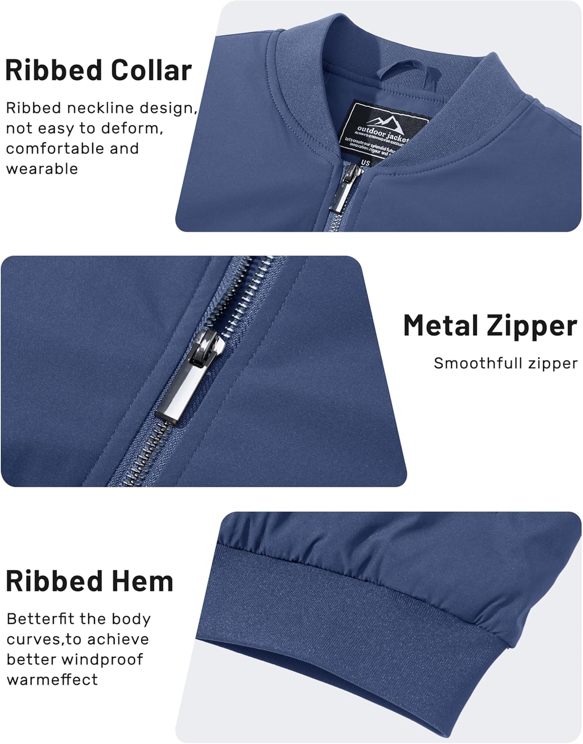 TACVASEN Men's Bomber Jackets Thermal Quilted Jacket Water Resistant Warm Winter Coats