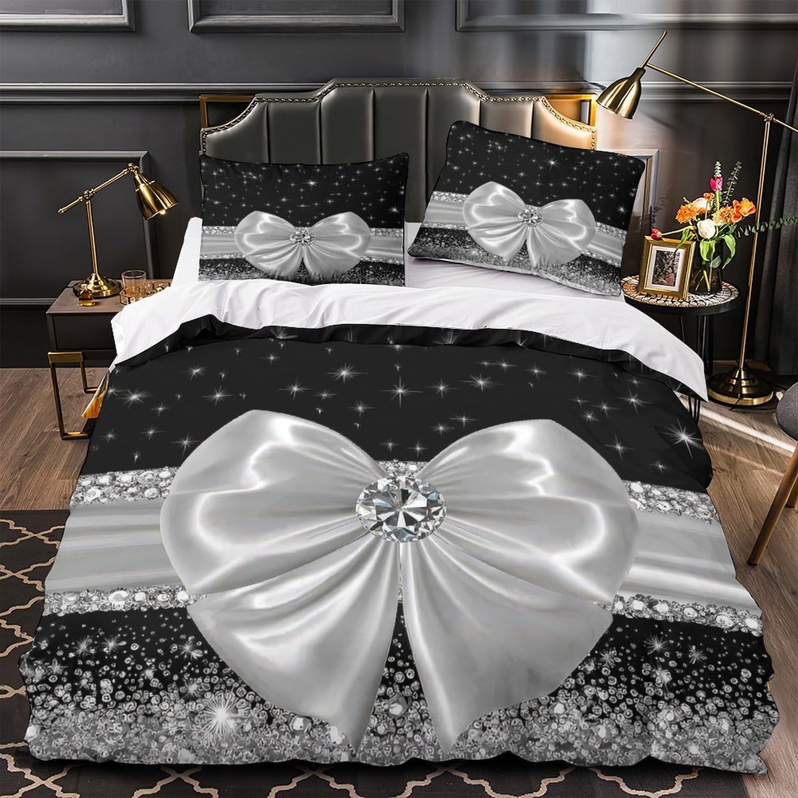 Parure housse de couette hypoallergénique microfibre douce 3 pièces entretien facile