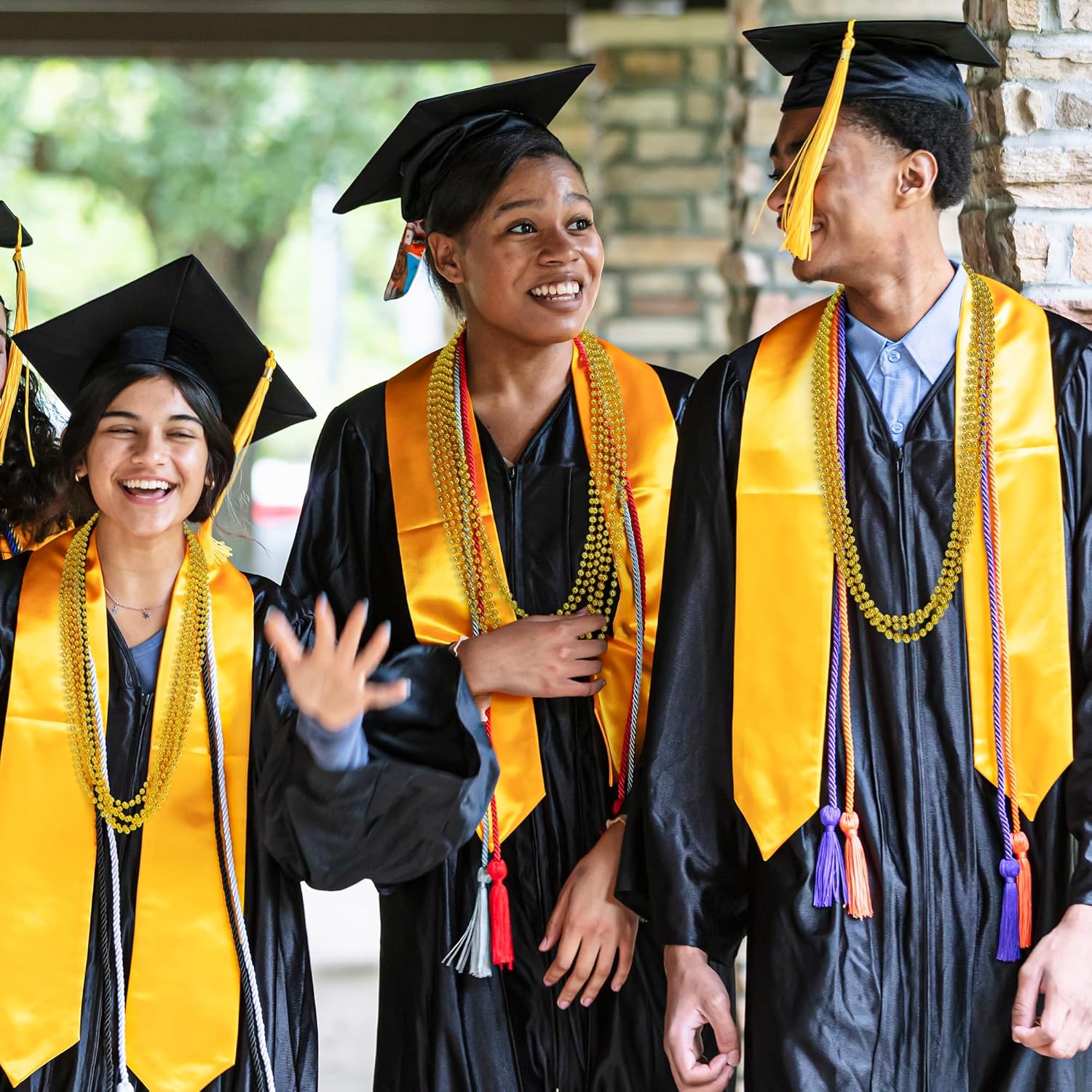 24 PCS Gold Bead Necklace, 33" Mardi Gras Beads Bulk, Mardi Gras Beaded Necklace Accessories, Round Necklaces Parade Throw Beads for Carnival Party Supplies Wedding Birthday - Image 5