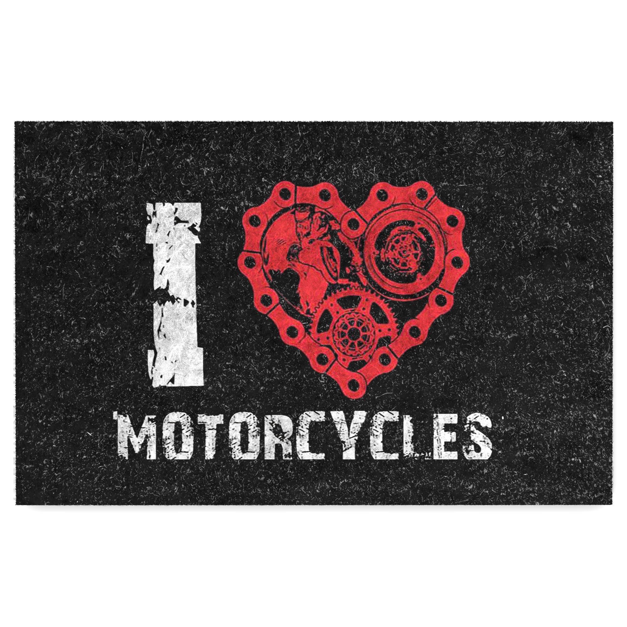Monnhein Kapı Önü Paspası - Modern ve Şık Kapı Paspası | Ev, Ofis ve Dış Mekân Kullanımı İçin (I Love Motosiklet) 45x65