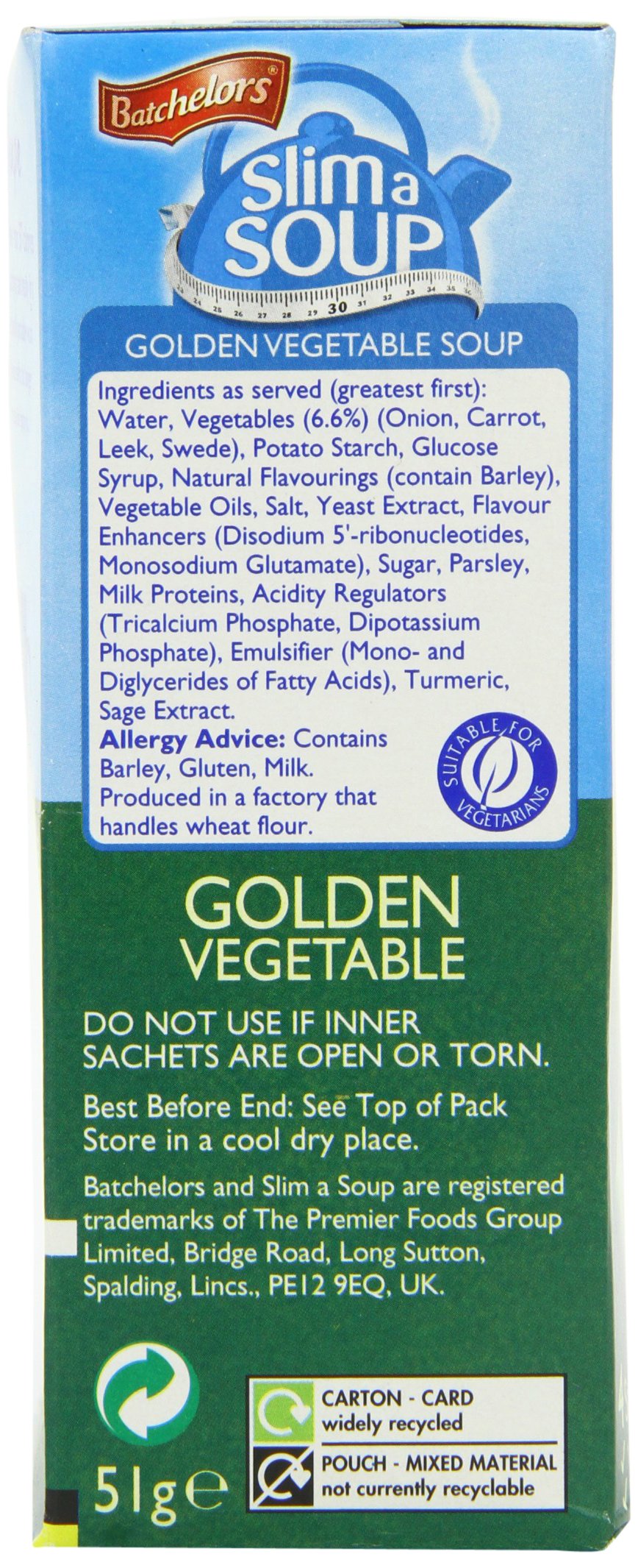 Batchelors Golden Vegetal Slim a sopa (paquete de 9)