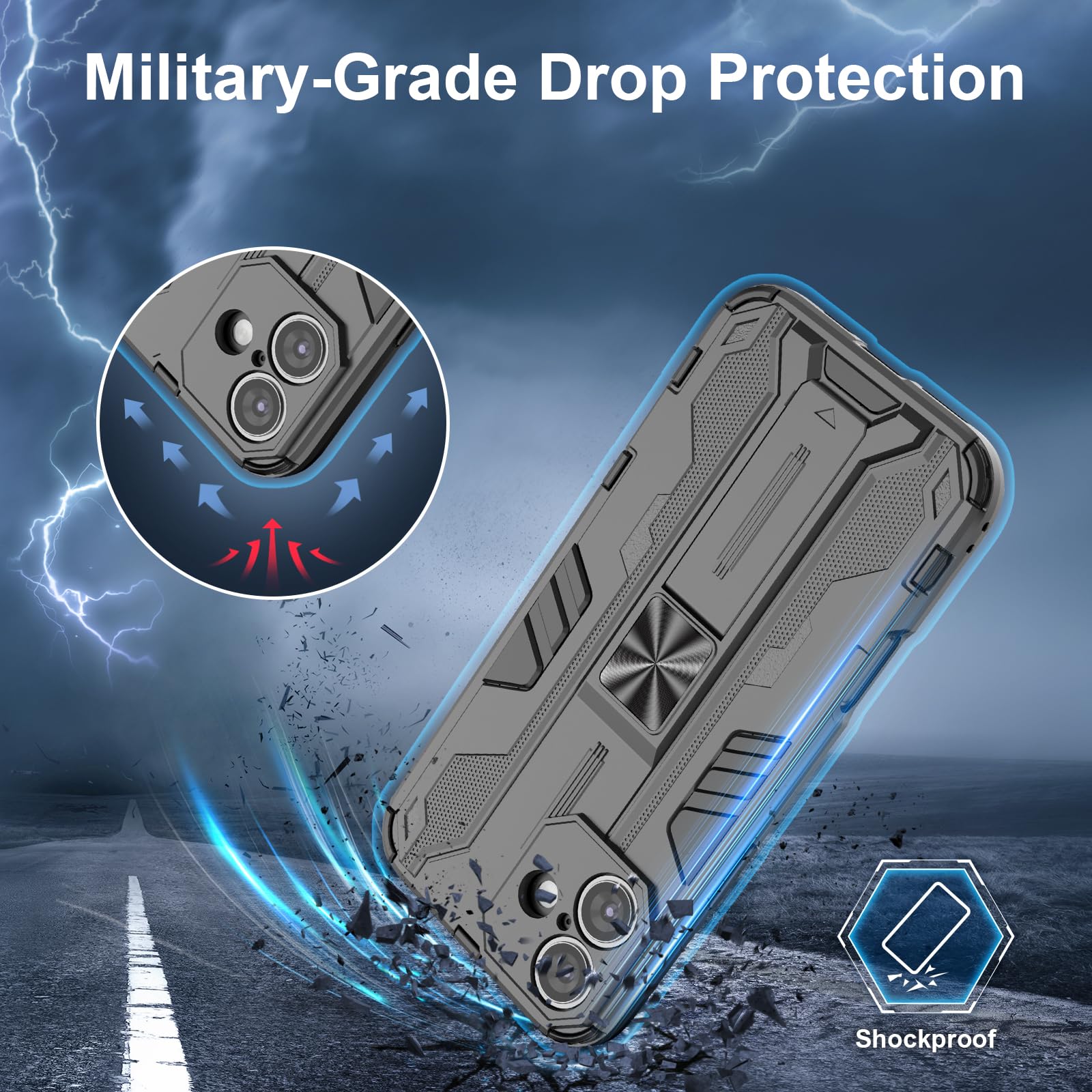 Funda para Xiaomi Redmi Note 15 Pro 5G, Carcasa Antigolpes con Soporte anular metálico, Case Protectora de Grado Militar, Azul — view 534