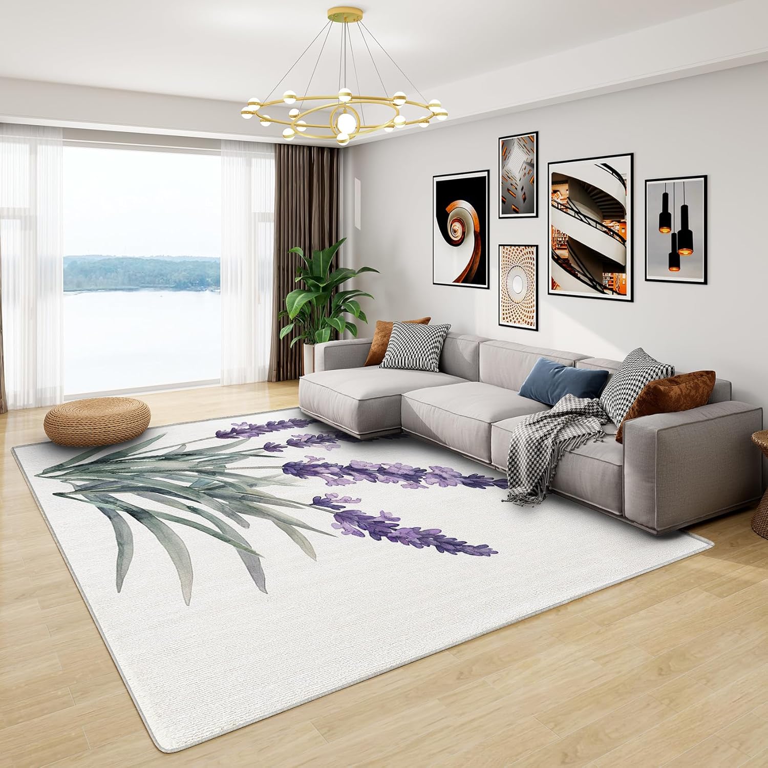 Peony Rug - Peony Rug 8x10, 2x3 ft Washable Non-Slip Stain Resistant Aesthetic Flower Area Rug, White Flower Carpet for Entryway, Kitchen, Bedside, Floral Home Decor & Gifts