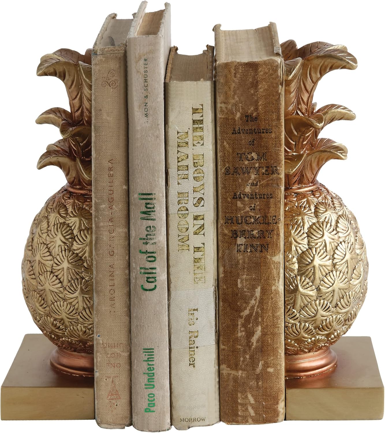 Creative Co-op DA7076 Pineapple Shaped Gold Resin Bookends (Set of 2 Pieces) : Home & Kitchen
