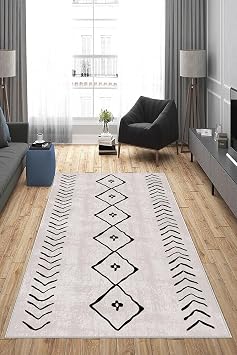 Ontheclouds  izgi Bohem Etnik Kilim Desen Dijital Bask  Y kanabilir Kaymaz Taban Modern Salon Hal s  Ve Yolluk, 40 x 40 AYH153O
