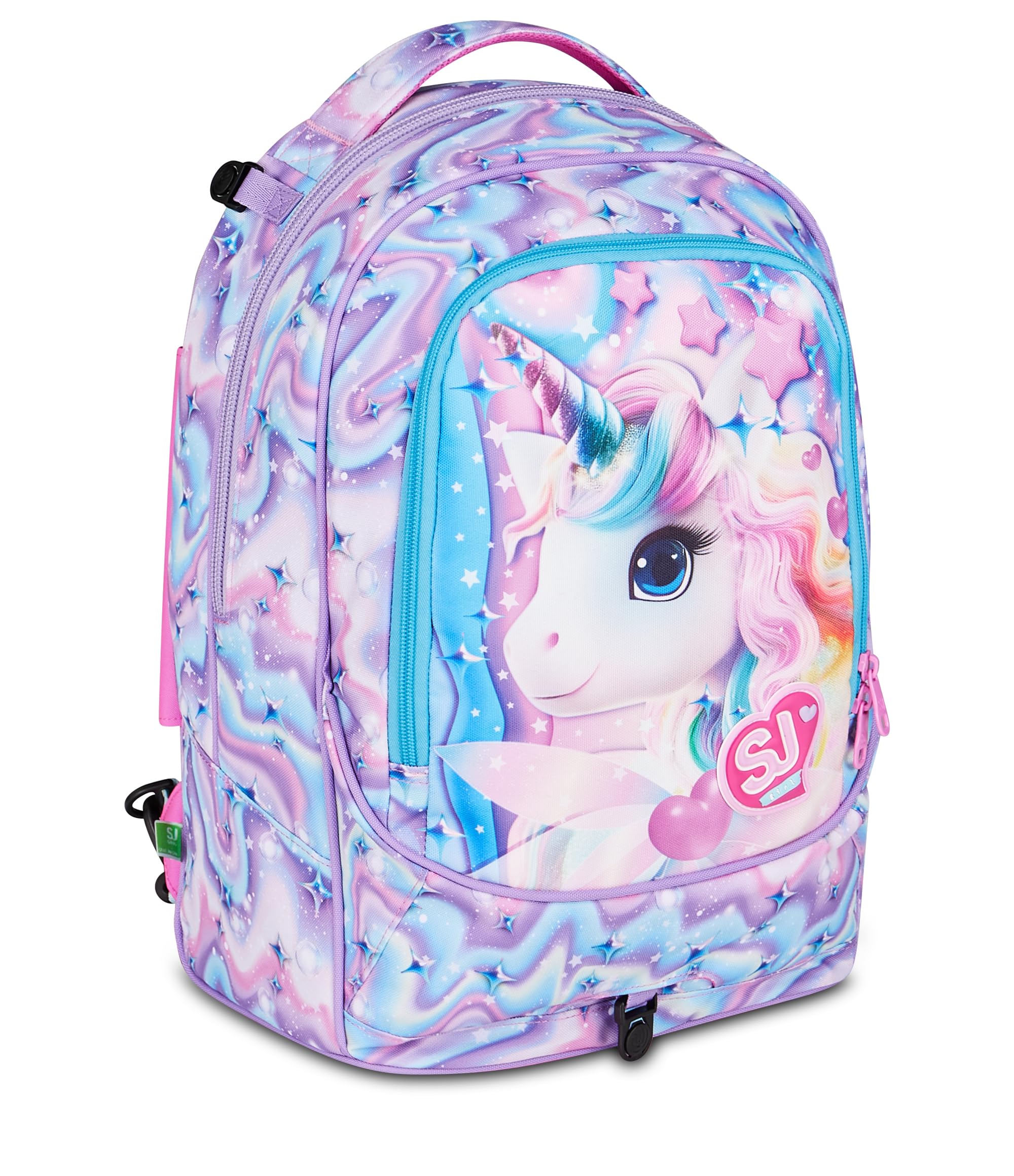 SJ GANG STYLE JAM GANG Trolley Scuola Jack 8 ruote GLOW LED UNICORN GIRL, Rosa, 34L, Scomponibile, Uso Zaino, Cross-over System, Spallacci a scomparsa, Tasca portaborraccia, Elementari e medie,Bambina