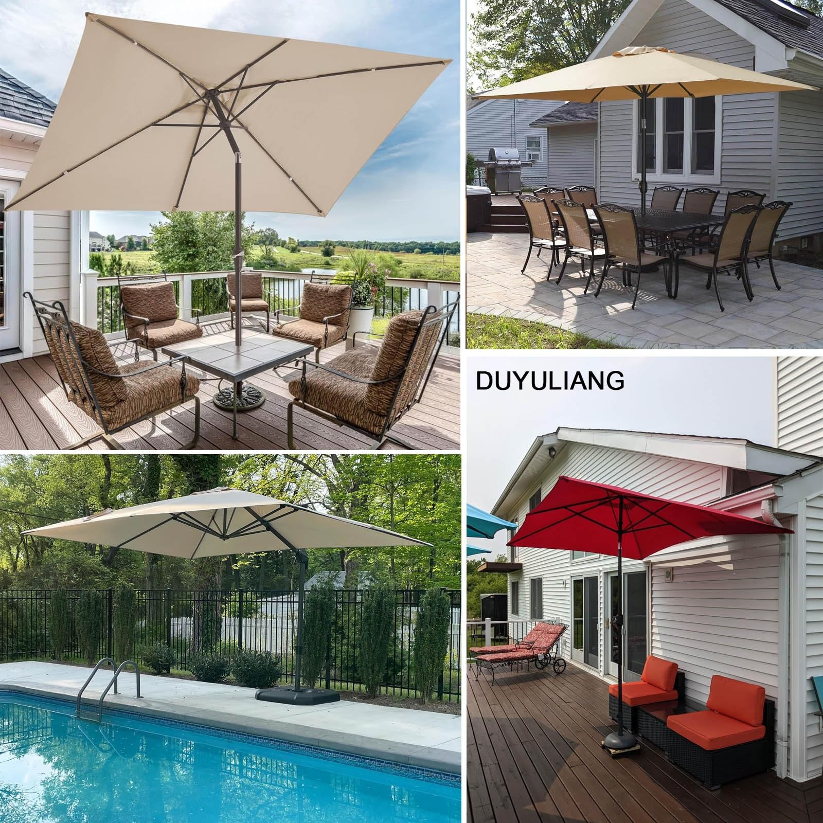 Auvent De Remplacement Pour Parasol 300×300cm 300x200cm 200x200cm - Toile De Rechange Pour Parasol Déporté Carré Dessus De Parapluie Rectangulaire En Polyester - 4/6/8 Baleines(Off-white,3X3m)