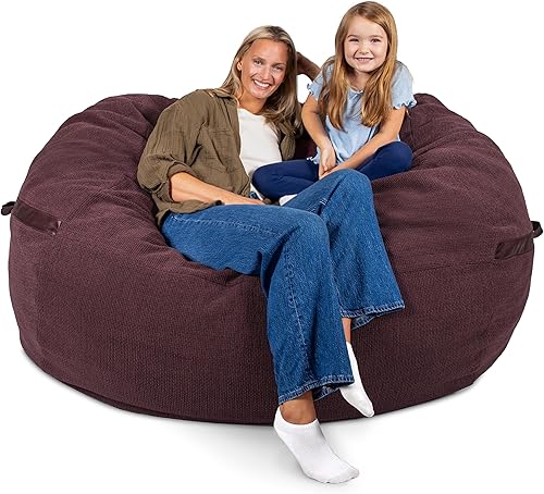 Miniatura 56 de Big Joe Fuf Silla Puf de Espuma de 5 Pies de Tamaño Extra Grande con Funda Extraíble para Niños, Adolescentes, Adultos, Onyx Lenox, Poliéster Tejido